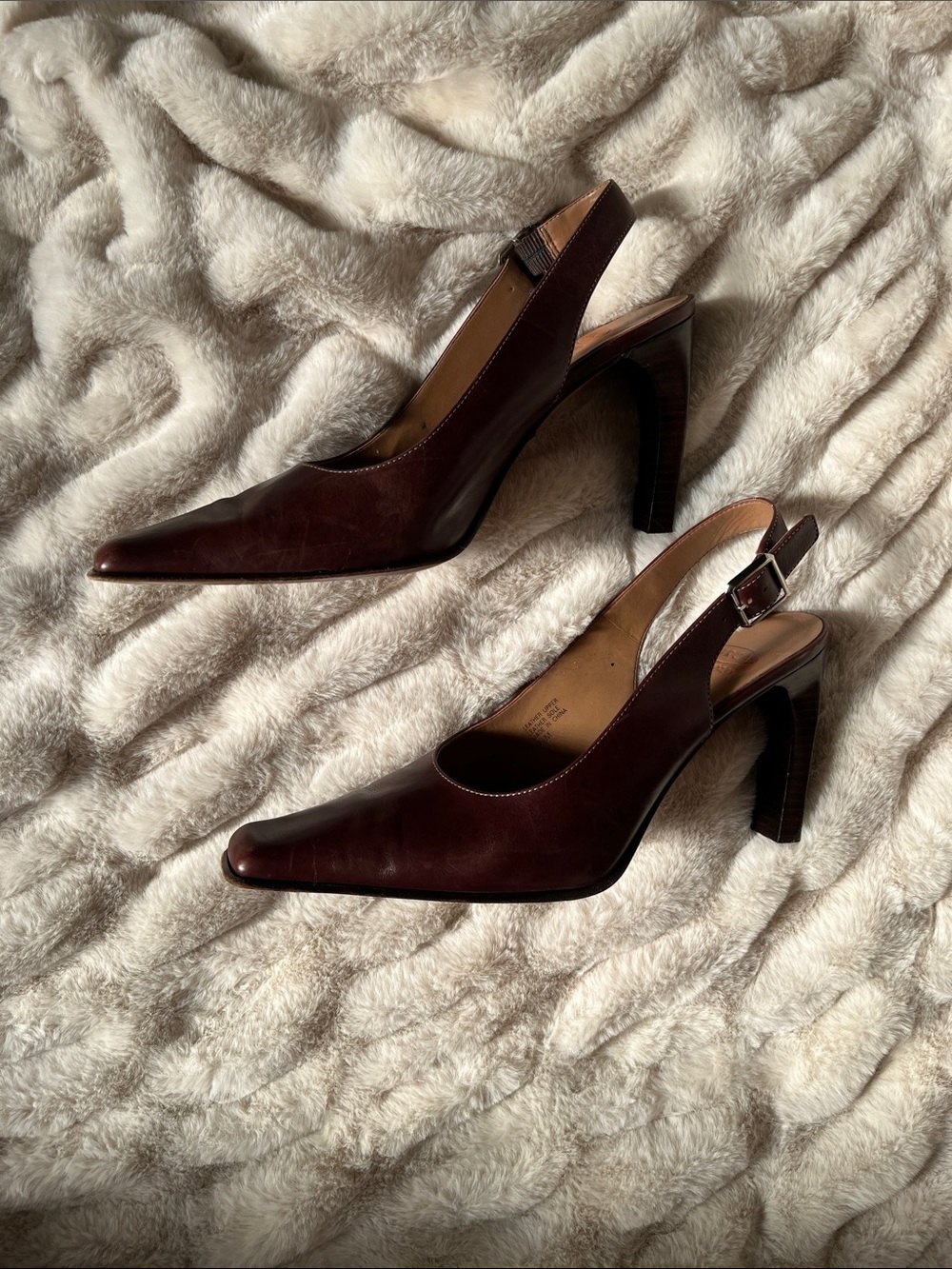 Joan David Classic Pointed Toe Slingback Pumps in purple brown